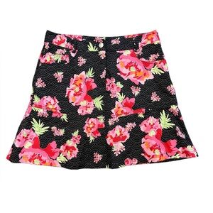 Daily Sports Black & Pink Floral Athletic Golf Skirt Skort Size 4